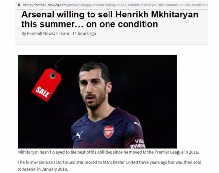 “Arsenal” klubunun rəhbərliyi yayda Henrix Mxitaryanı satmaq niyyətindədir