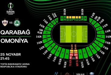 “Qarabağ” – “Omoniya” oyununun biletləri satışa çıxarılıb