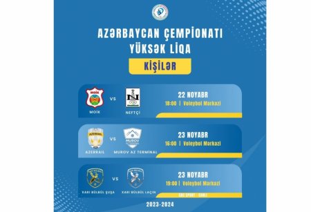 Voleybol üzrə Azərbaycan çempionatında növbəti oyunların proqramı açıqlanıb