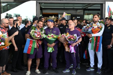 Paris-2024” Yay Olimpiya Oyunlarında qızıl medal qazanan cüdoçularımız Vətənə dönüblər