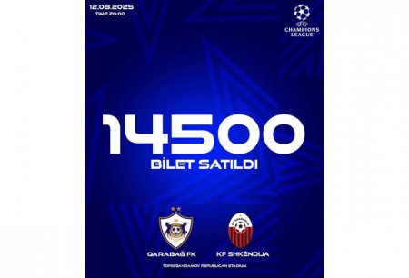 “Qarabağ” – “Şkendiya” oyununa satılmış biletlərin sayı açıqlanıb “Qarabağ” – “Şkendiya” oyununa satılmış biletlərin sayı açıqlanıb